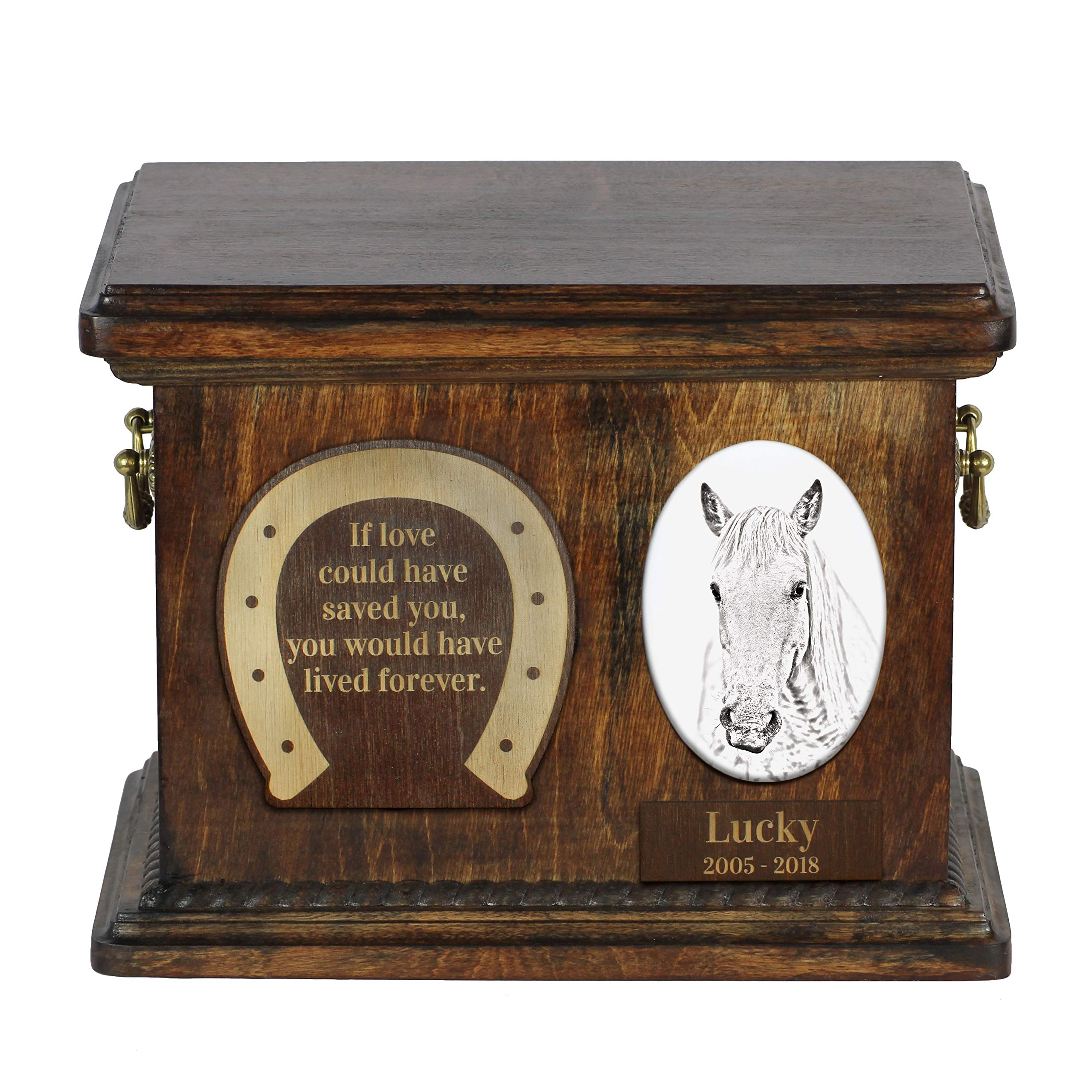 Boîte de crémation cheval de Camargue urne cinéraire personnalisée