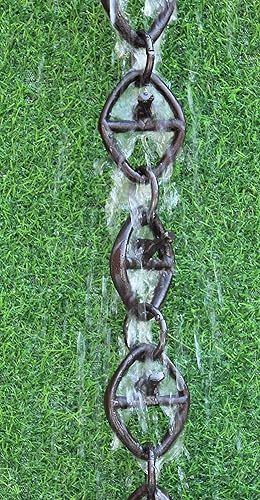 Miniatura 8 de KAM Home Cadena de lluvia jaula para pájaros Cadena de bronce RainChain de 8.5 pies (bronce) con adaptador de canalón de perno de latón para
