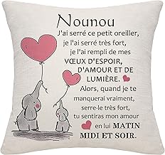 Bommex Cadeau Nounou Coussin Eléphant Carton pour Nounou Cadeau d'anniversaire Cadeau Fête des Mères Cadeau de Remerciement Cadeau de Noël(Nounou)