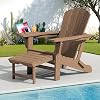 KINGYES Adjustable Folding Adirondack Chair with Footrest & 4-in-1 Multi-Functional Armrest Organizer, HDPE Foldable Reclining Adirondack Chair with Pull-Out Ottoman, Brown