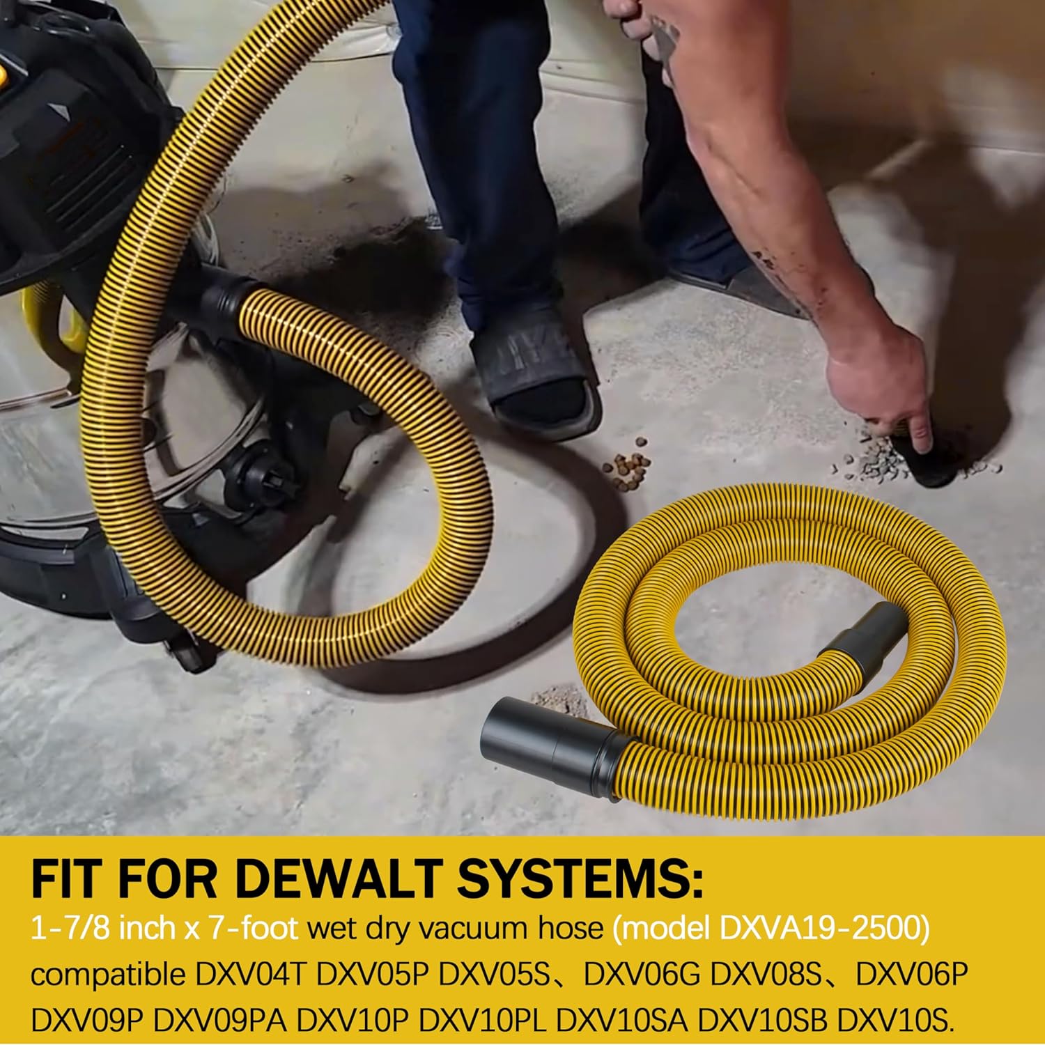 DXVA19-2500 Shop Vac Hose for Dewalt Vacuum Accessories 1-7/8” Replacement for Dewalt Vacuum Hose 6-10 Gallon Wet/Dry Vac