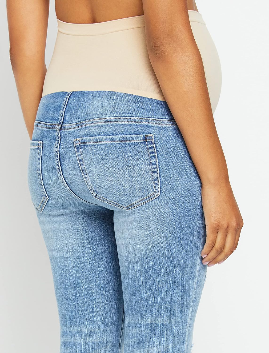 Motherhood Maternity Women's Sustainable Secret Fit Over The Belly Skinny Leg Pregnancy Jeans with Pockets
