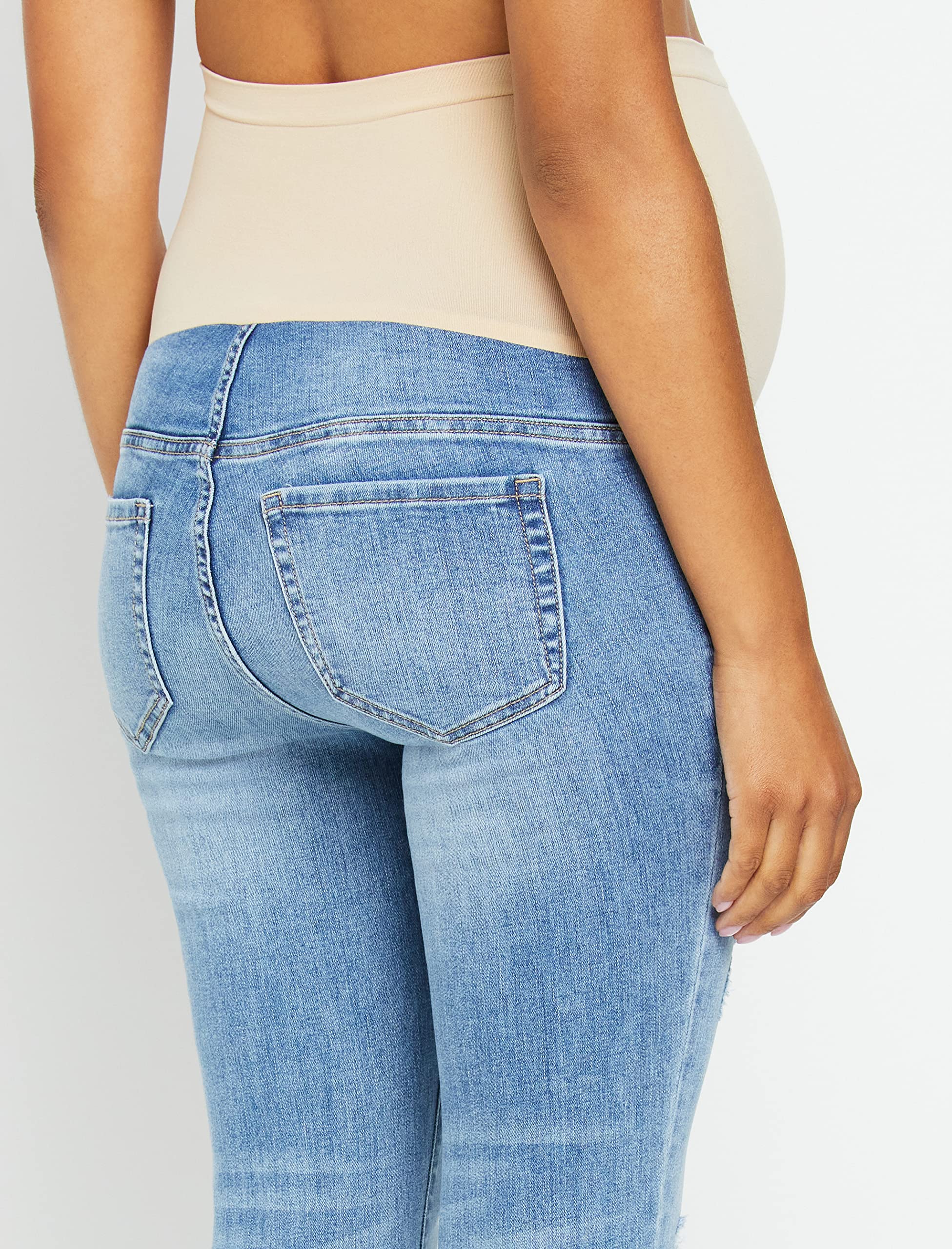 Motherhood Maternity Vaqueros Premamá, Azul Índigo Sostenibles, Corte Secreto, Abdomen, Skinny, Piernas - Jeans Mujer
