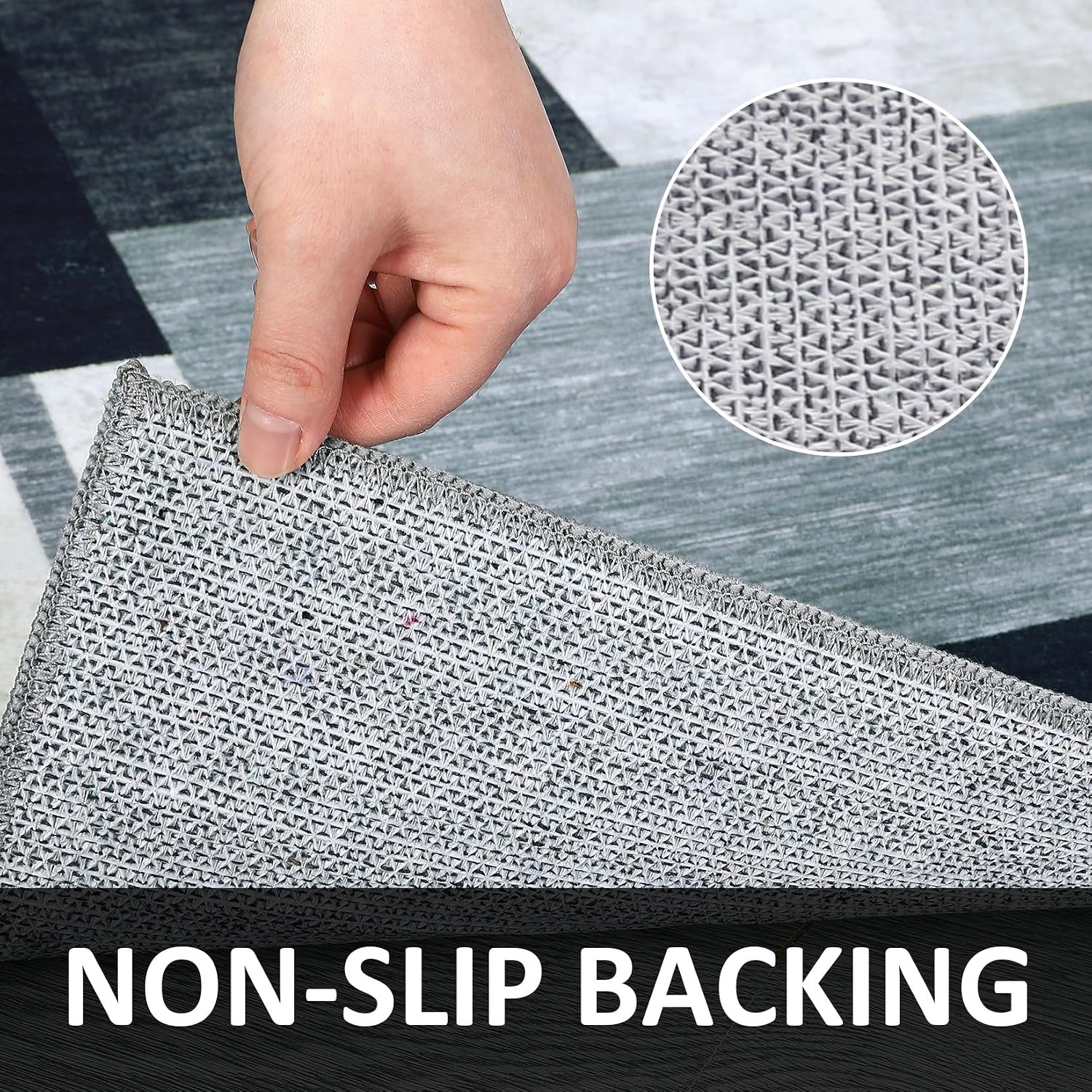 COZYLOOM Area Rug 5x7 Modern Boxes Washable Rug Indoor Soft Non Slip Rug Contemporary Geometric Non-Shedding Rug Color Blocks Aesthetic Rug for Living Room Bedroom Dining Room Nursery Grey