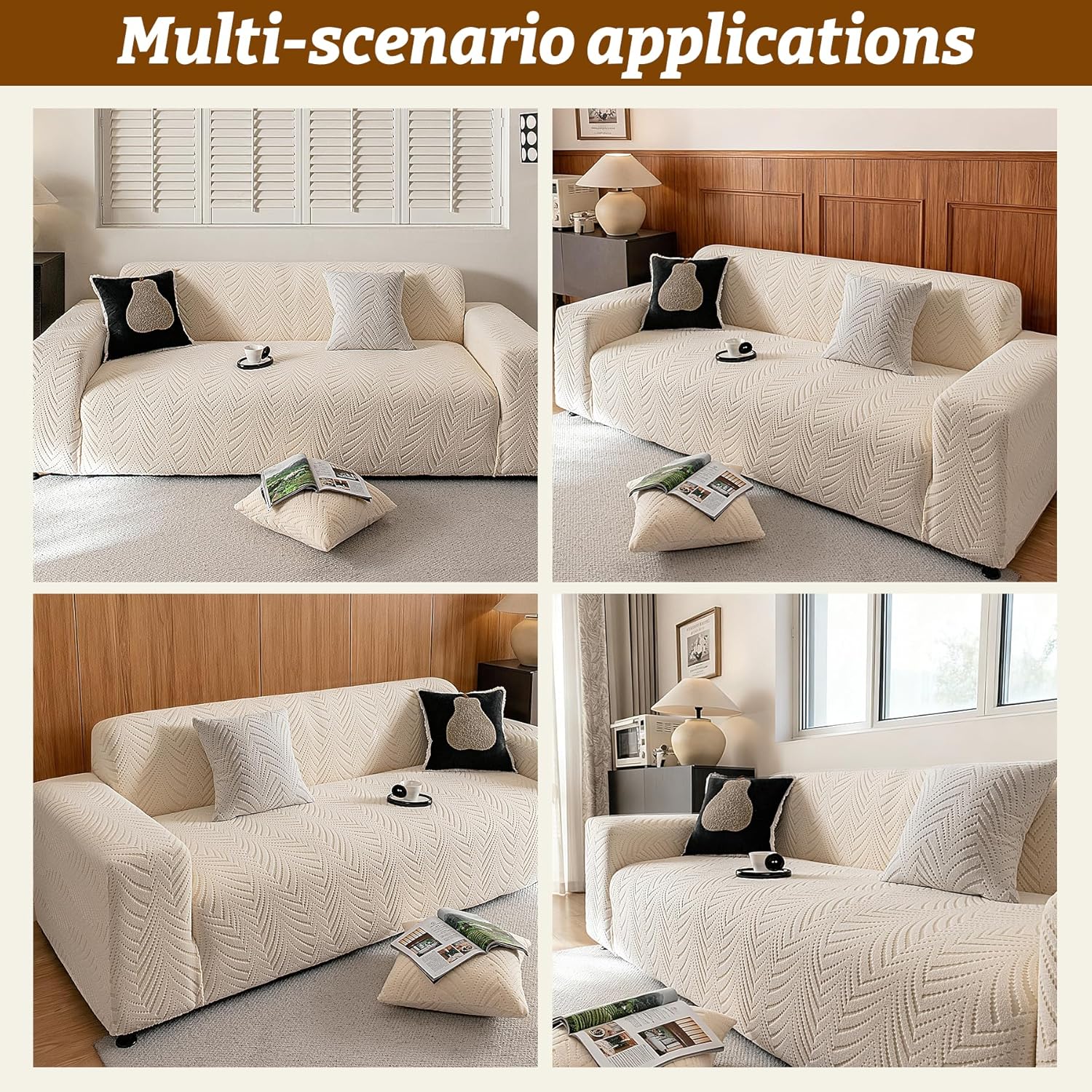 Stretch Sofa Cover for 2-3 Cushion Couch, Washable Couch Cover for Sofa & Loveseat, Non-Slip Sofa Slipcover for Furniture Protection, Soft Couch Covers for Sofa, Pet Friendly