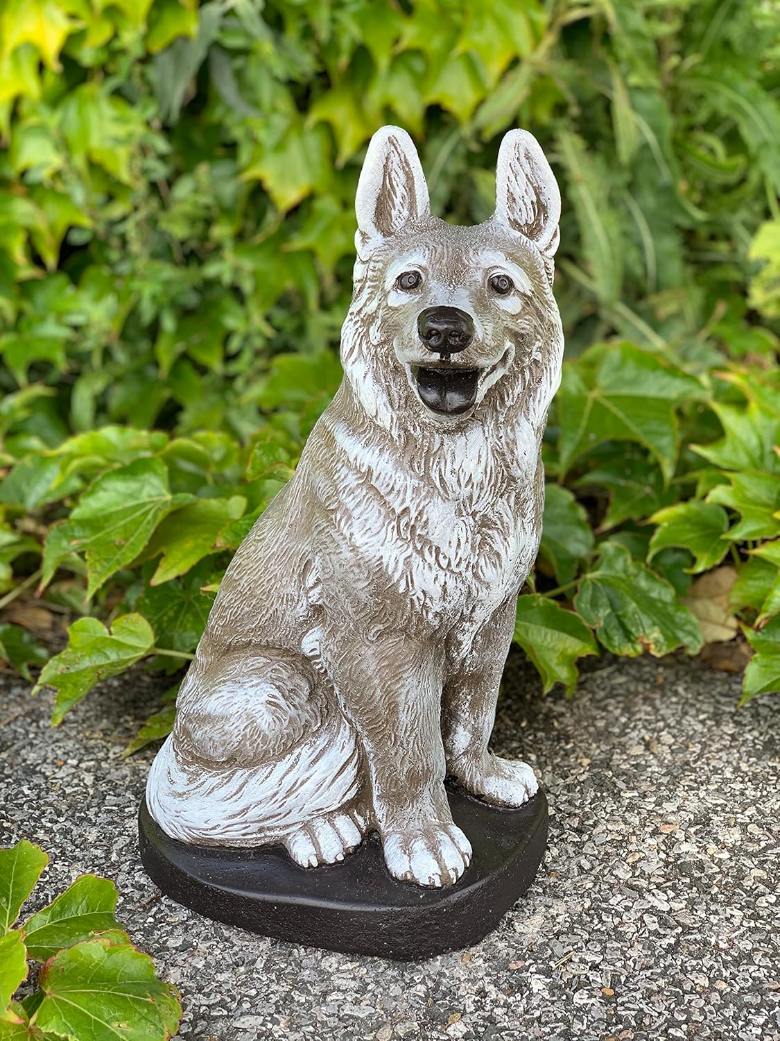OLOMA Sitting dog stone statue Memorial dog statue ornament Concrete german shepherd