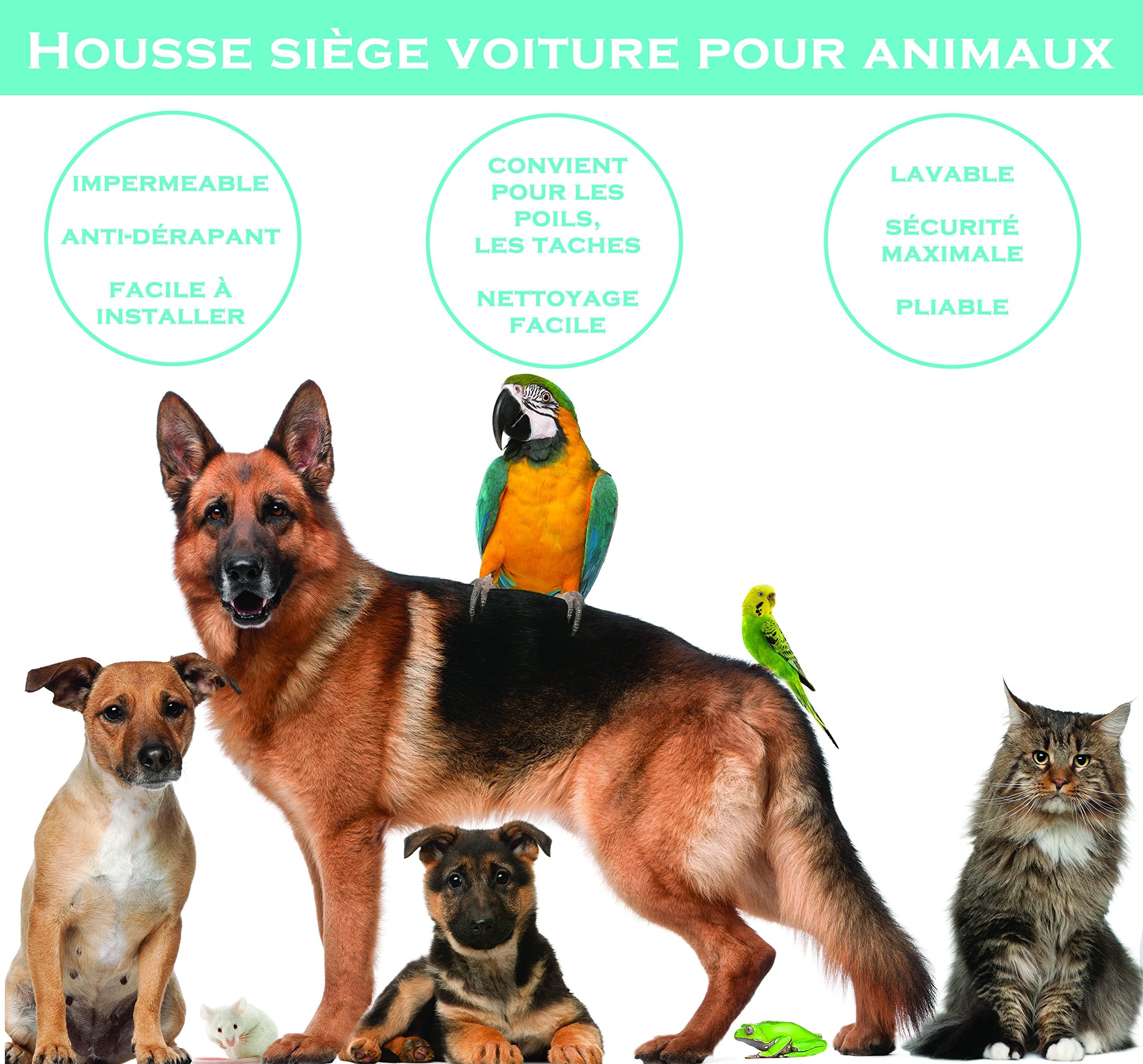 PARENCE Housse De Siège Voiture Pour Chien - Tapis Protection Imperméable Anti-Poils Boue - Banquette Arrière Et Coffre