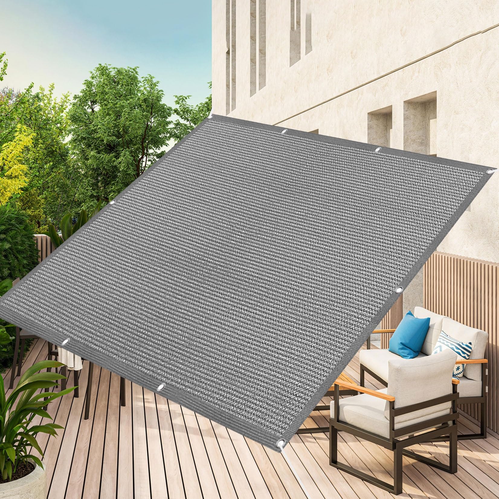 Protection UV optimale avec ce voile d'ombrage respirant et résistant gris