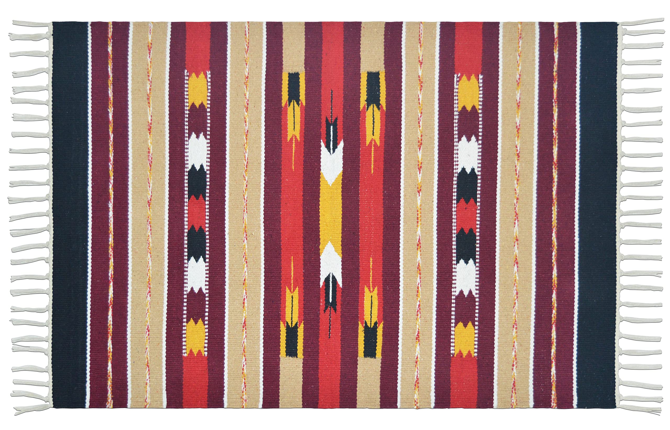 house of handmade™- Pure Cotton Kilim Rug for Bedroom, Living Room, Kitchen, etc. Traditional Design, Size- 2x3 feet Multiuse Pure Cotton Floor mat Color- Red Multi