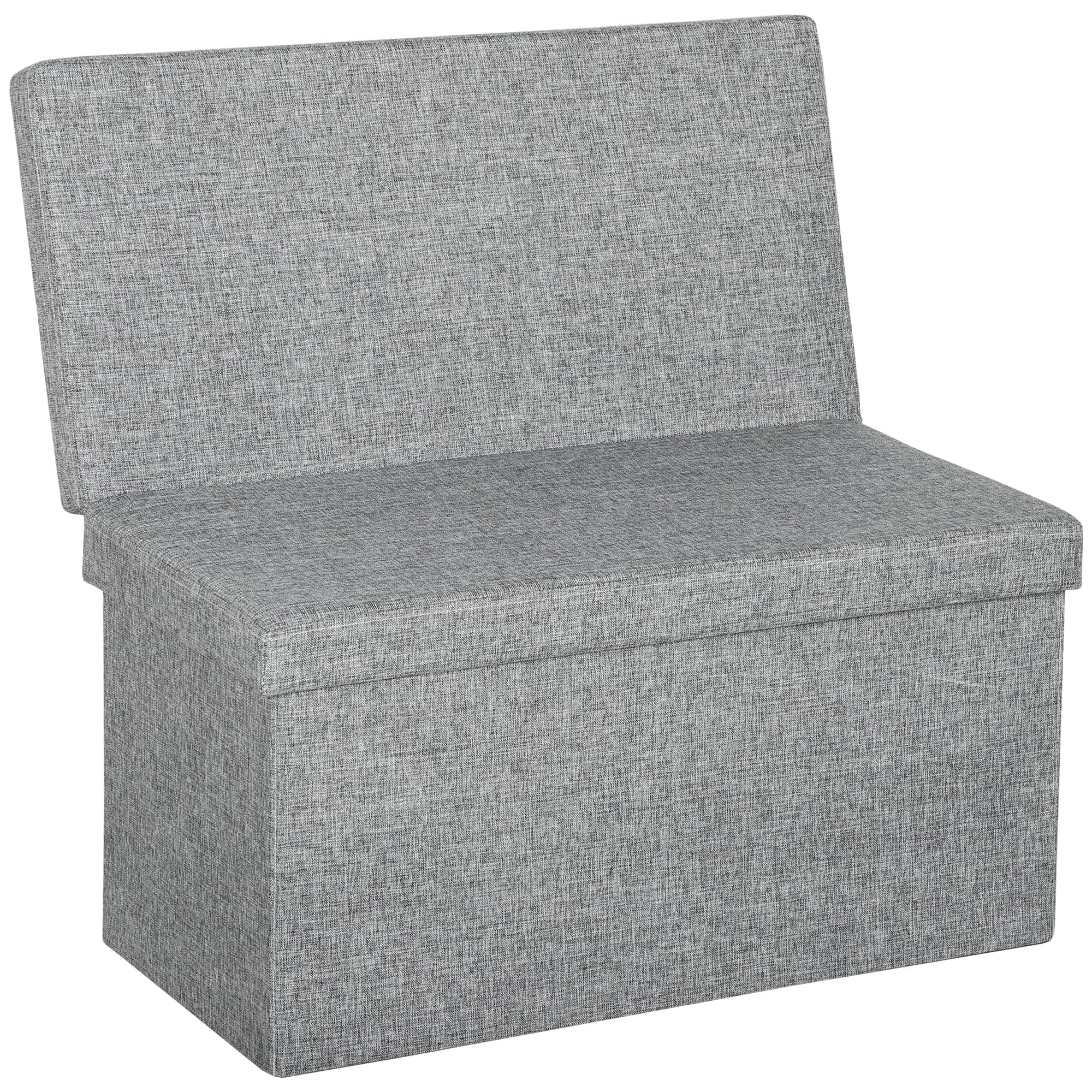 HOMCOM Panca Contenitore Camera da Letto con Schienale 76x50x73 cm Grigio