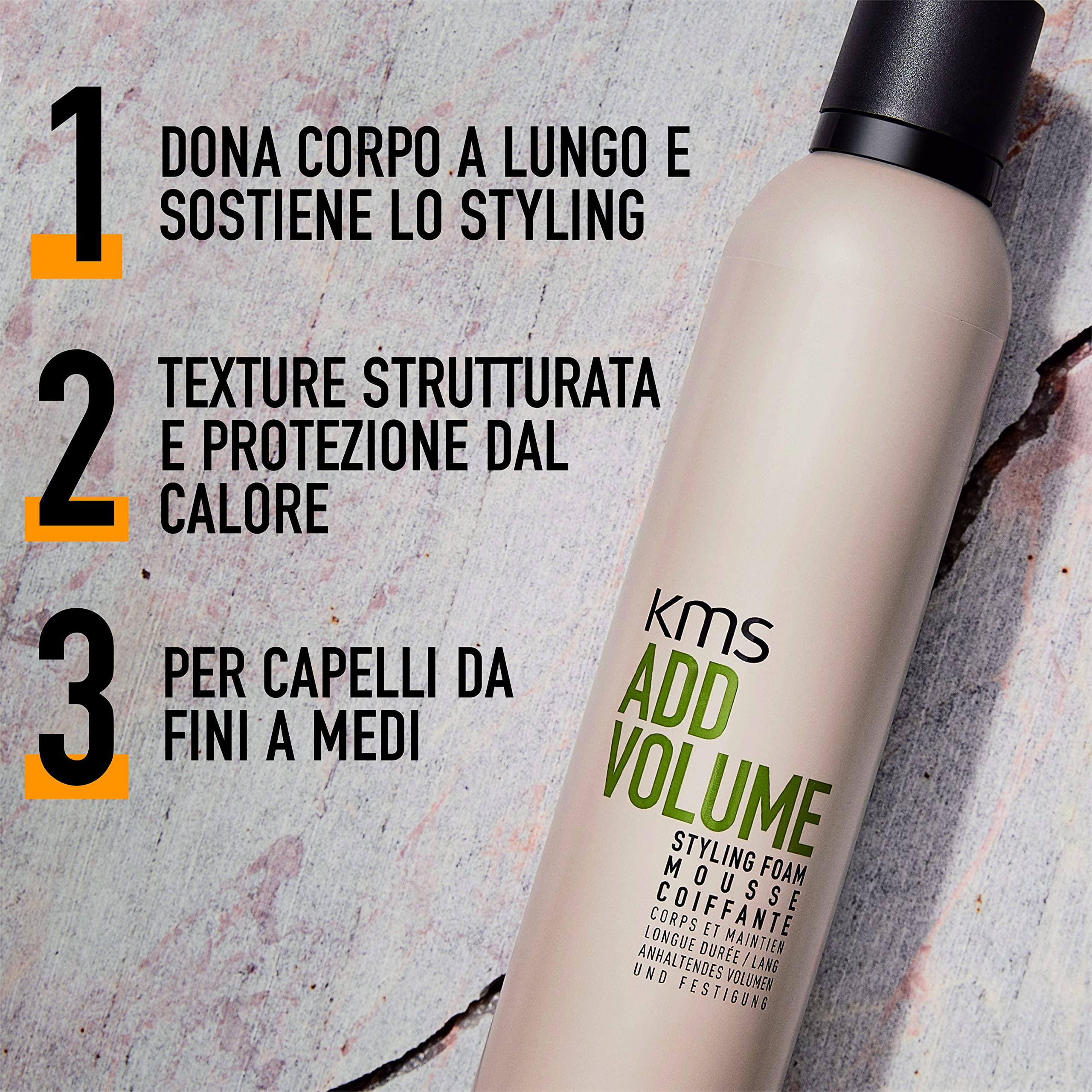 KMS ADDVOLUME, Schiuma modellate per capelli medio-fini, privi di volume, 300ml