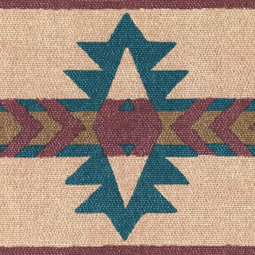 CONCORD WALLCOVERINGS  Papel Pintado Borde País Patrón Adornos Geométricos Para Casa Rural Sala De Estar, Beige Borgoña Azul, 15 pies Por 7 in