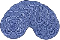 Vista 49 de SHACOS Juego de 6 manteles individuales redondos trenzados de 15 pulgadas antideslizantes resistentes al calor de algodón y poliéster, alfombrillas