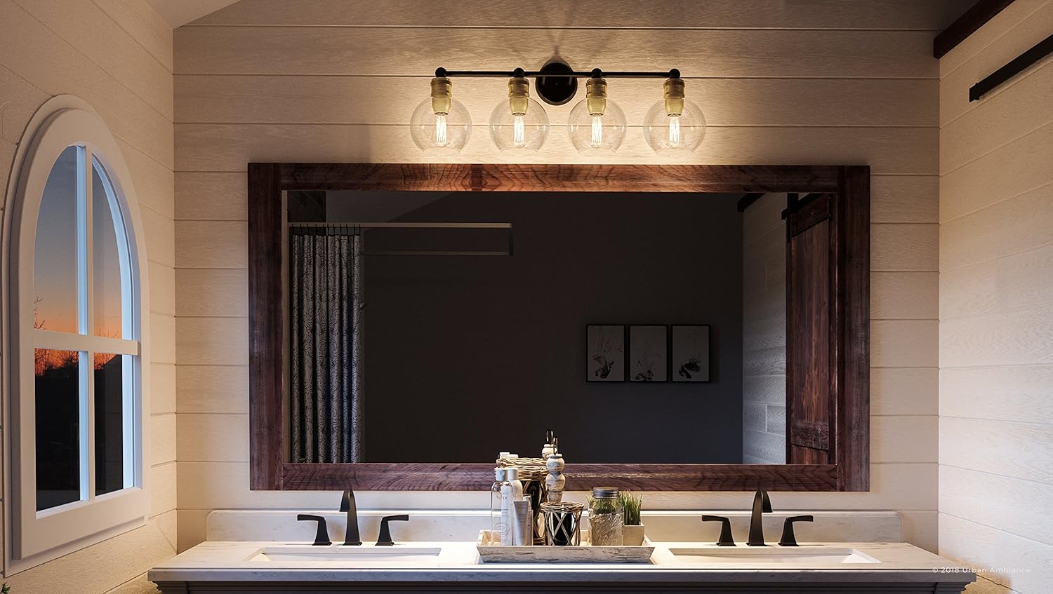 Urban Ambiance Luxury Vintage Bathroom Vanity Light, Large Size: 10.875" H x 33.5" W, with Americana Style Elements, Olde Bronze Finish, UHP2504, Belfast Collection