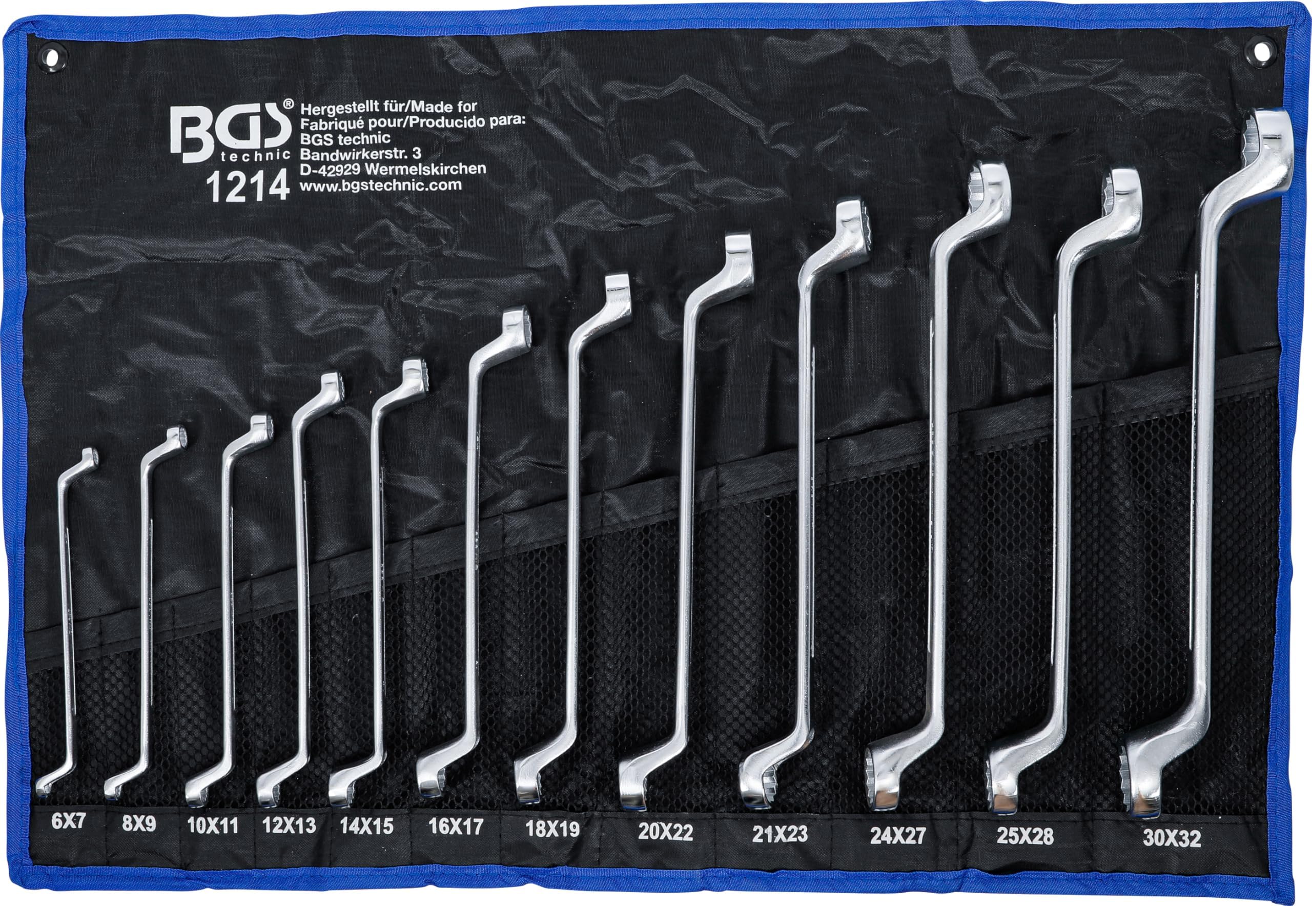 1214 | Double Ring Spanner Set | offset | 6 x 7 - 30 x 32 mm | 12 pcs.
