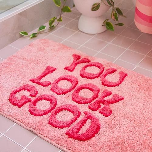 Miniatura 8 de Alfombra de baño Decor You Look Good, color rosa, 31 x 20 pulgadas