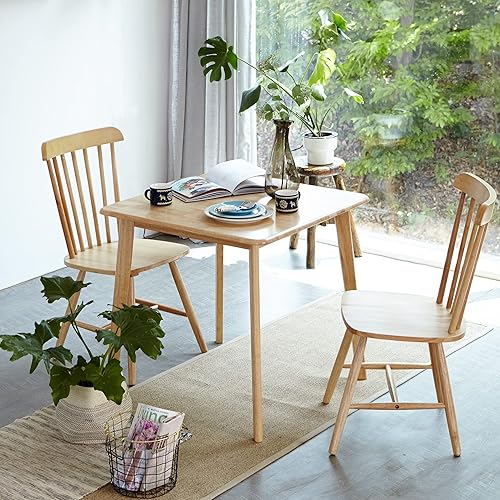 Miniatura 5 de Livinia Canberra - Mesa de comedor cuadrada de madera de 28.3 pulgadas/mesa de cocina moderna de roble malayo de mediados de siglo (roble natural)