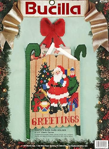 Miniatura 2 de Bucilla "Santa's Sled Card Holder Plastic Canvas Kit 61153