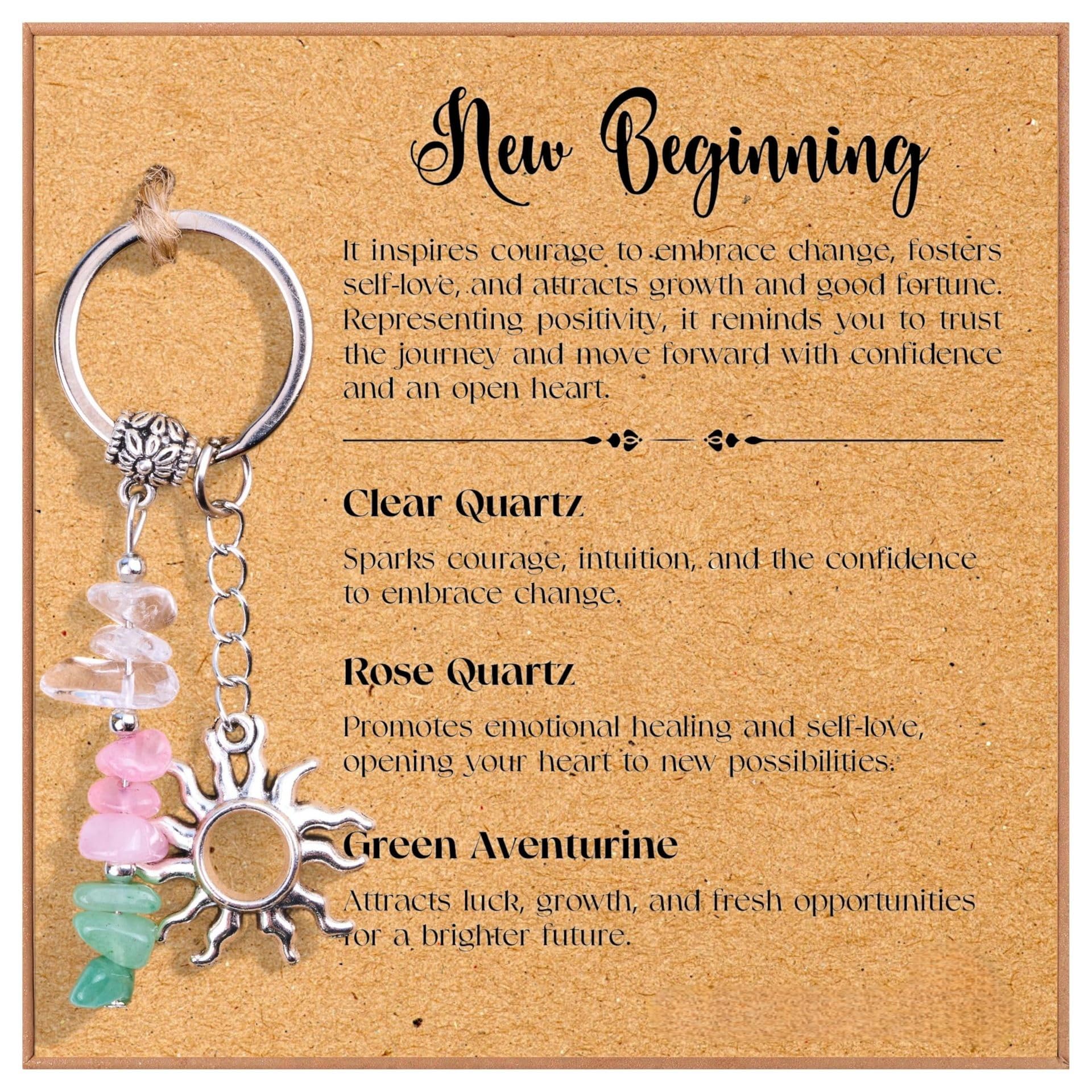 Xyvvol New Beginnings Gift,Crystal Keyring for Women,Retirement Leaving New Job Farewell Goodbye Gifts for Women Female Colleague Coworker Breakup Divorce