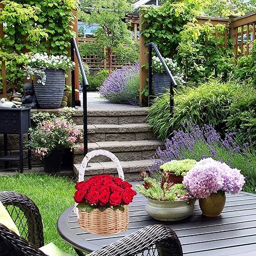 Miniatura 6 de Yardwe Cesta de flores de ratán mini cesta de picnic cesta de frutas tejida cesta de almacenamiento tejida cesta de flores vacía flor niña cesta de