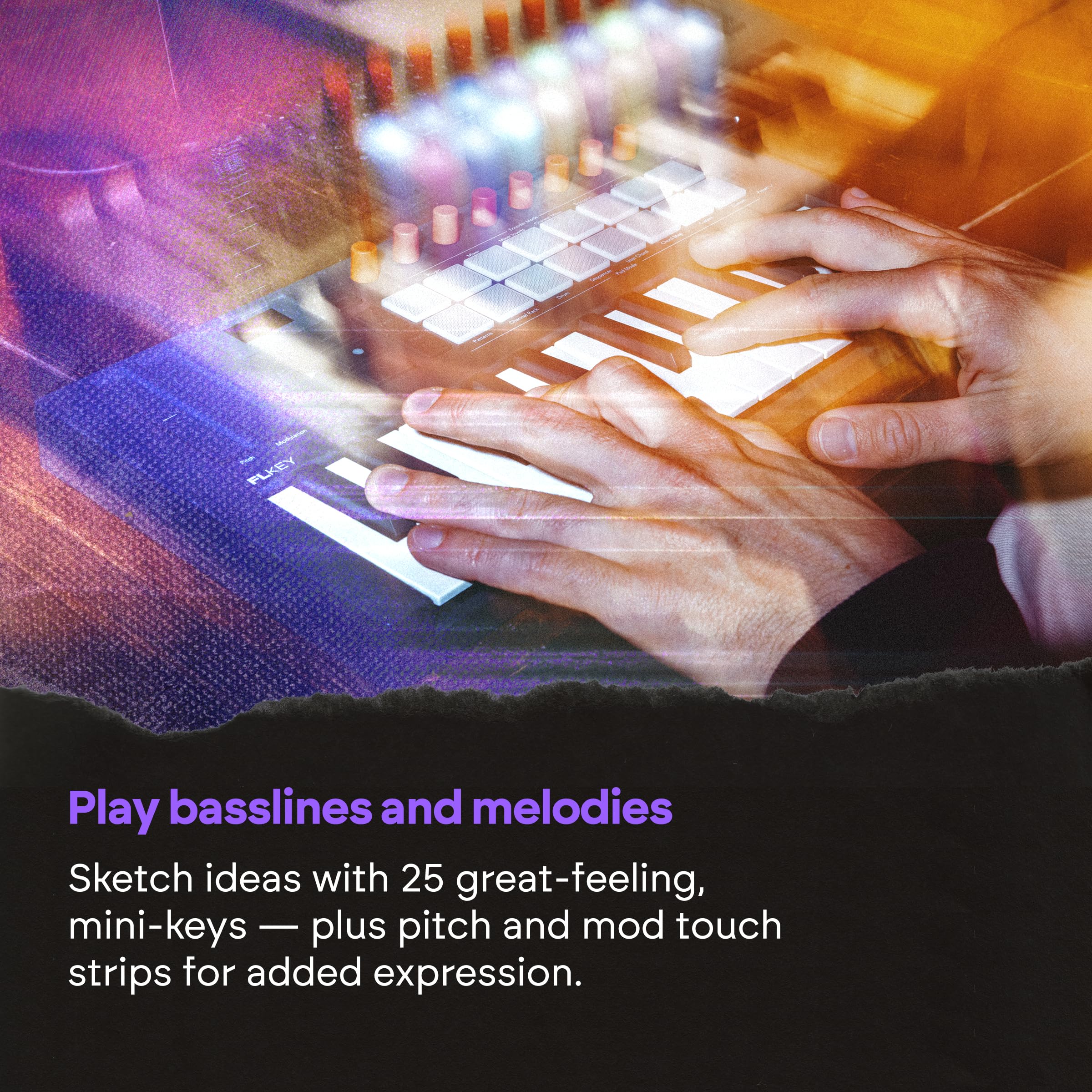 Novation FLkey 2 Mini 25 clavier USB MIDI pour FL Studio, pads rythmiques, arpégiateur