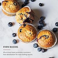 Vista 53 de KitchenAid Molde antiadherente de acero aluminizado para magdalenas de 12 tazas, color plateado