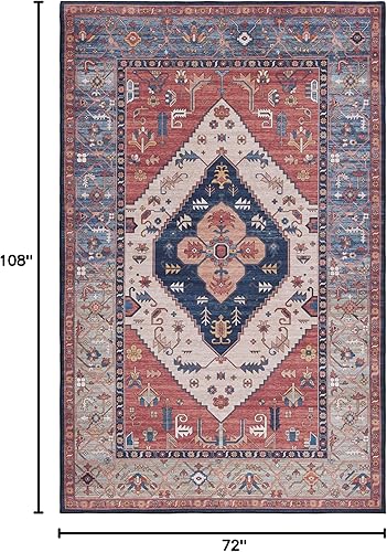 Miniatura 2 de SAFAVIEH Alfombra lavable Tucson Collection - 6 x 9 pies, resistente al óxido y beige, antideslizante, ideal para zonas de alto tráfico en sala de