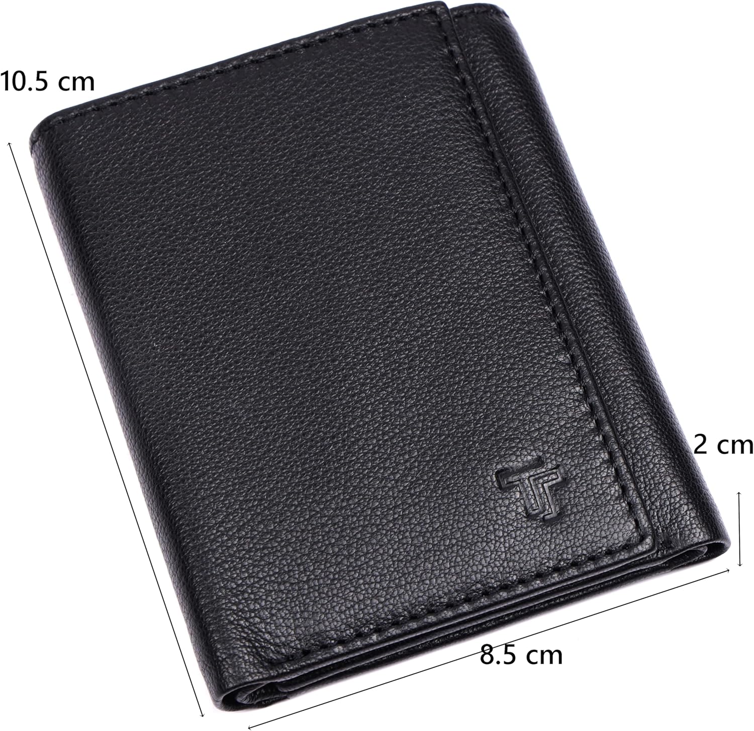 Black Leather Wallet – TrifoldCard Holder | Real Genuine Leather Mens Wallet | RFID Secure | Fits 8 Cards | Tap to Pay Feature | Quality Credit Card Holder - Image 2
