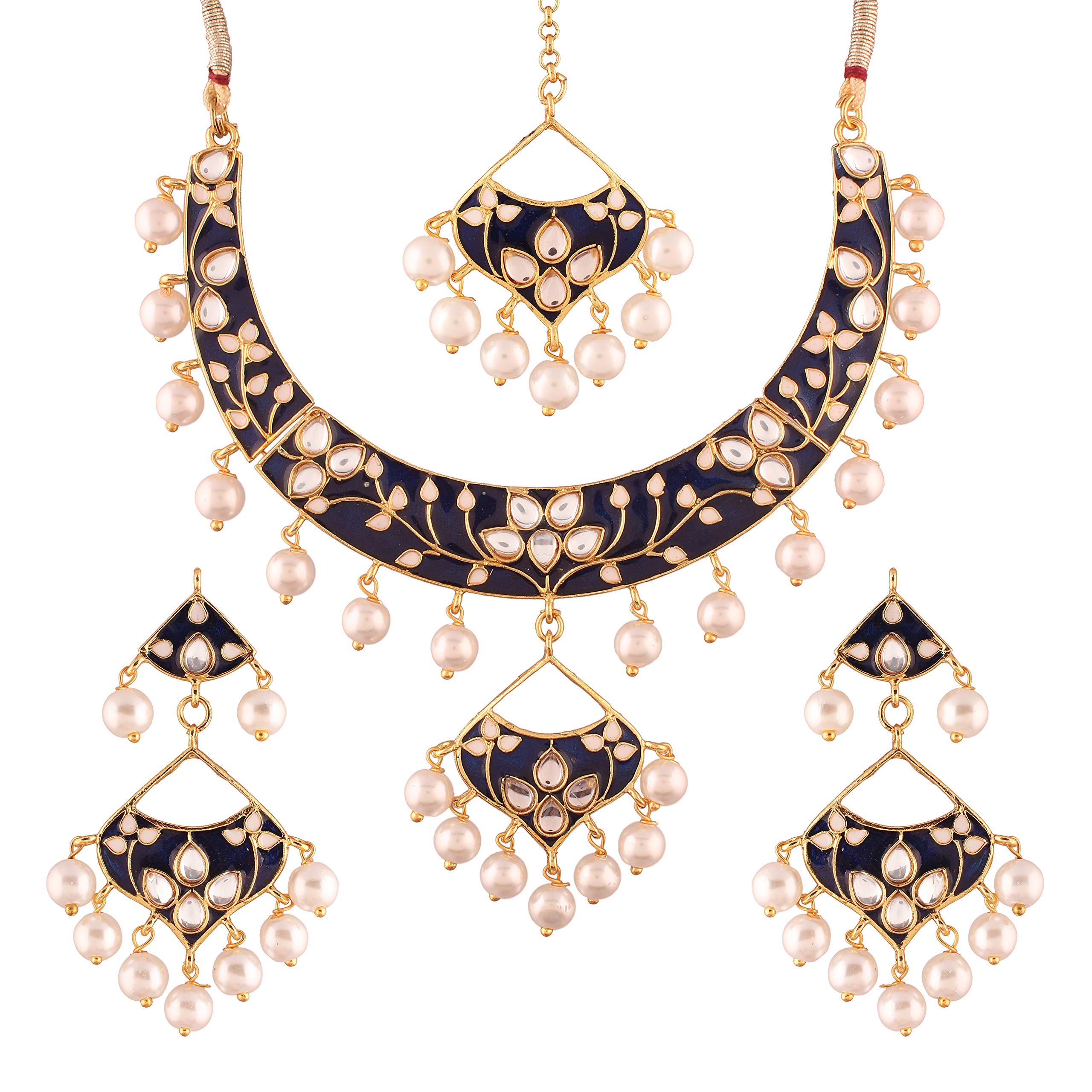 I Jewels Gold Plated Kundan Meenakari Necklace Jewellery Set For Women (M4084Bl) (B07FMR4ZJM) Amazon Price History, Amazon Price Tracker