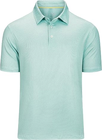 Golf Shirts for Men Dry Fit Short Sleeve Printed Performance Polo | Quick Dry,Moisture Wicking,4-Way Stretch,Lightweight,Collared Shirt for Golf and Casual Wear