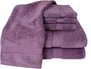 Homestead Textiles Growers Collection 100-Percent Pima Zero-Twist Cotton 6-Piece Towel Set, Amethyst
