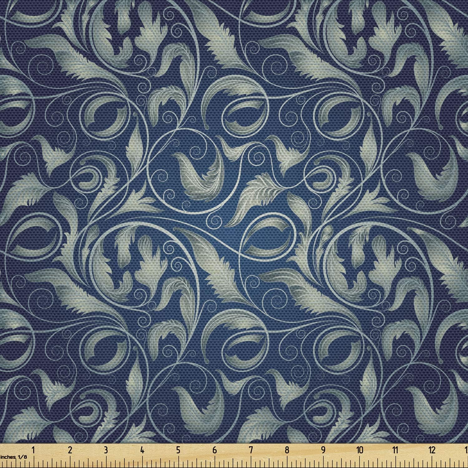 Lunarable Damask Fabric by The Yard, Victorian Vintage