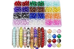 LEOBRO Crackle Glass Beads for Jewelry Making