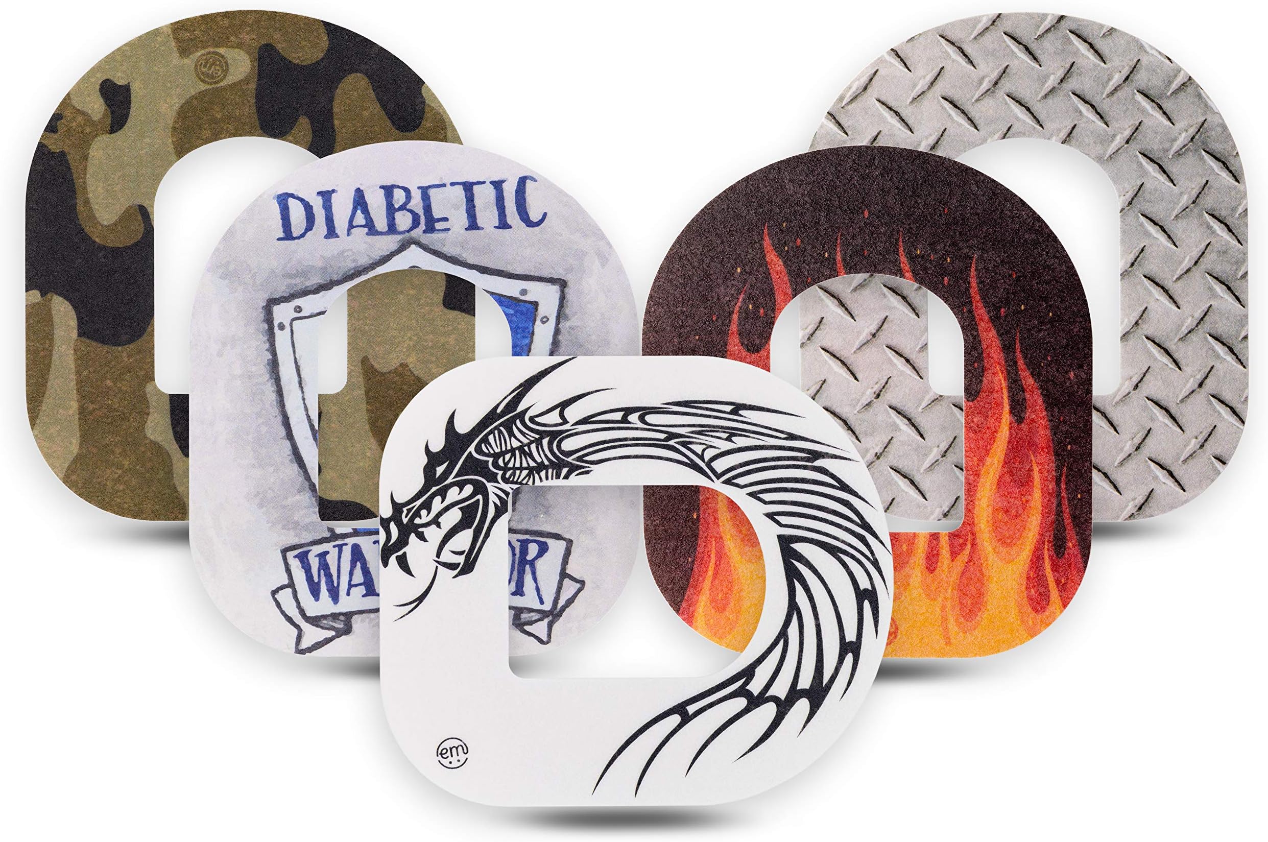 ExpressionMed - Adhesive Patch for Omnipod (5-Pack) - Made in The USA, Waterproof, Split Backing, CGM Tape (Warrior Variety Pack)