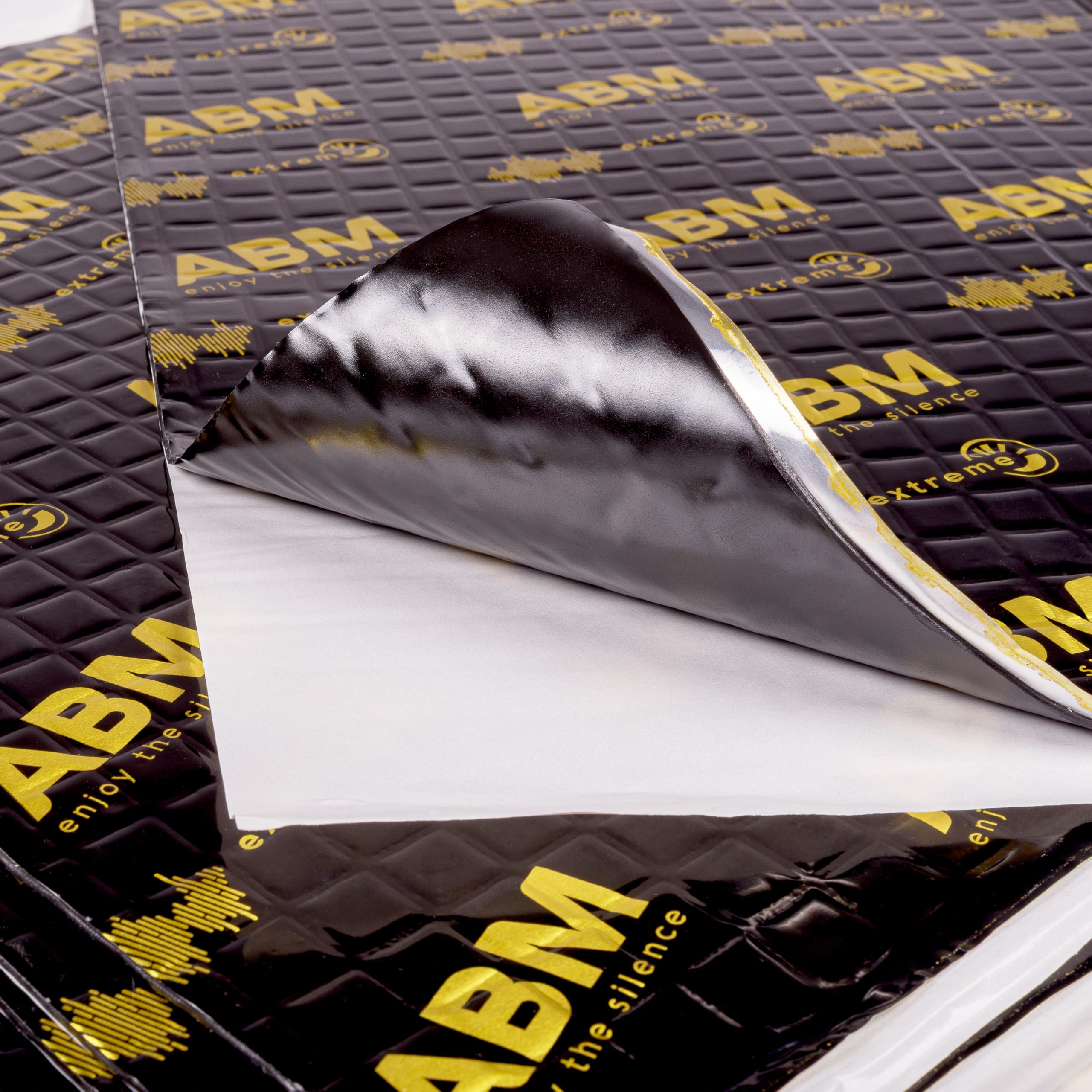 ABM Extreme mata tłumiąca dźwięk butylowy 2,0 mm, 50 x 70 cm (8 arkuszy = 2,8 m²), izolacja akustyczna i cieplna do samochodów osobowych, dostawczych, kamperów