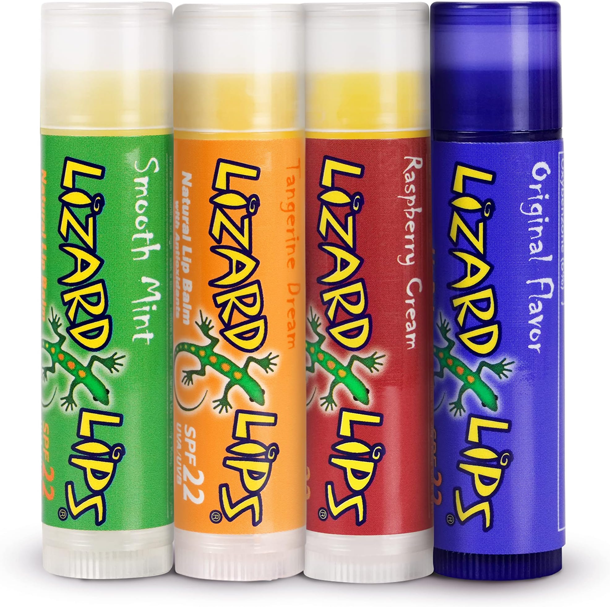 Lizard Lips SPF 22 Lip Balm - 4 Flavor Variety 4 Pack