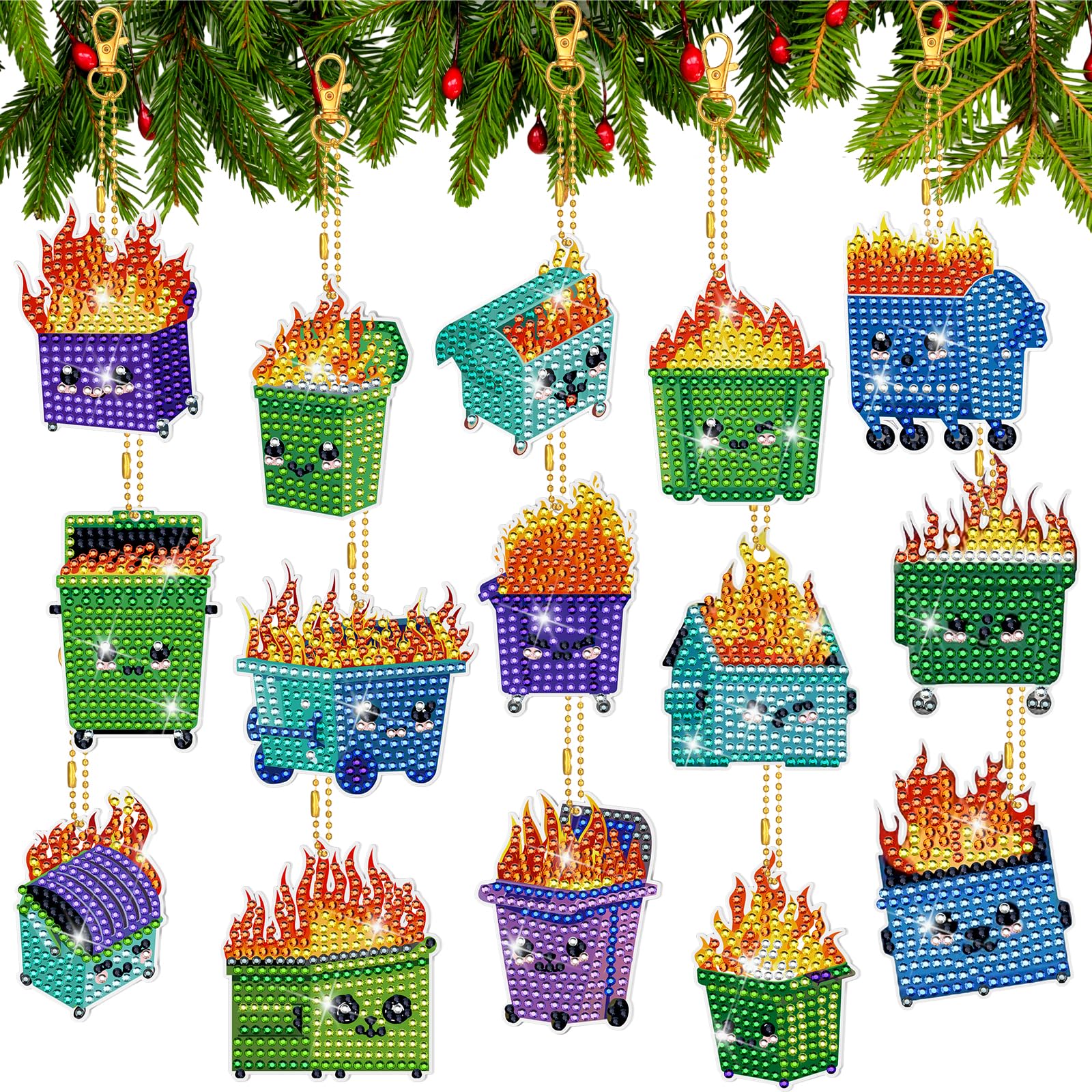 Amazon.com: Remuuly 15 Pcs Dumpster Fire Themed Diamond Painting