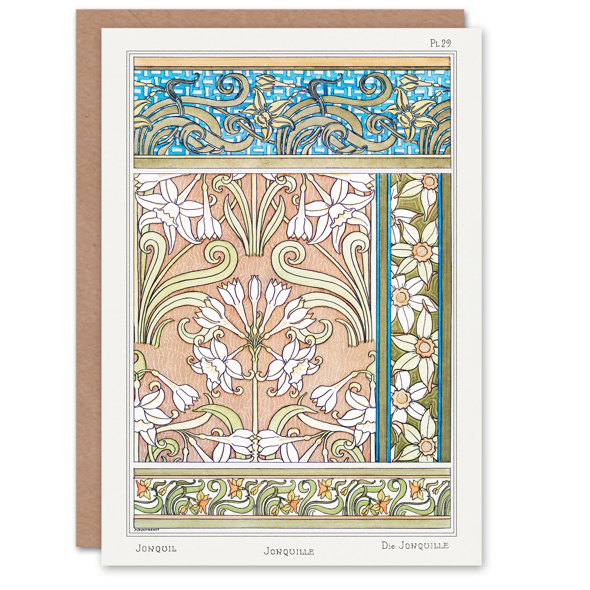 Artery8 Maurice Pillard Verneuil Art Card Daffodil Art Nouveau
