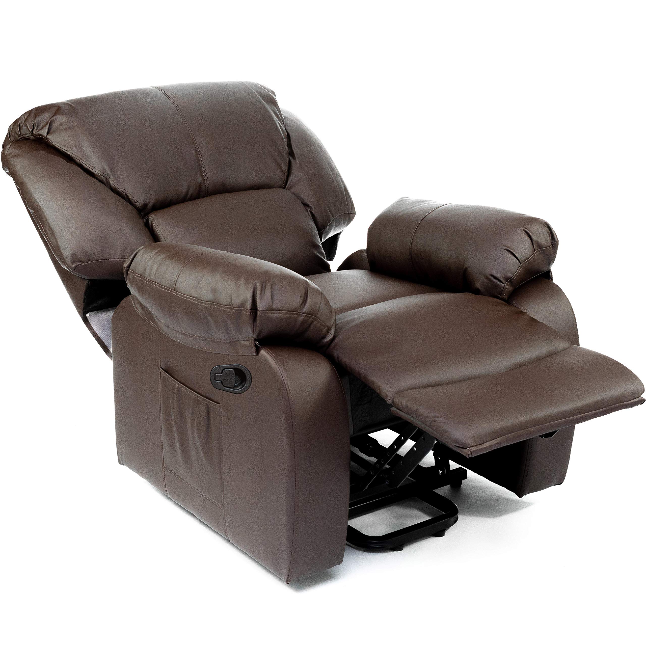 ECODE Sillón de Masaje Relax Monaco, 10 Vibromotores Ondulantes, Reclinación 160º, Función Calor, Programas Auto, Vibro Ondulación, A++, ECO-8590 (Marron)