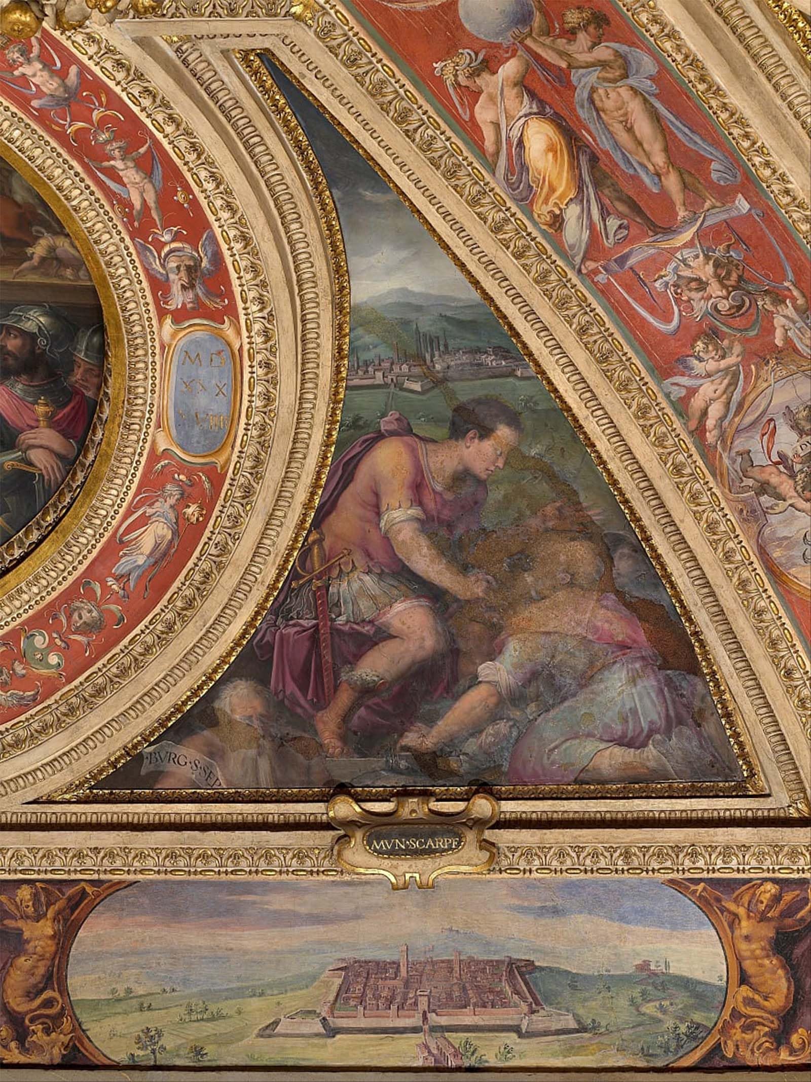 ARTXLXXBN Famous Print Painting Colorful Art Print Allegory of Borgo San Sepolcro to the Bottom View of Scarperia by Giorgio Vasari Canvas Art Decorations for Home Decor 60x90cm