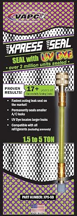 Vapco Xpress Seal & Dye - Professional A/C & Refrigeration sealant for Systems 1.5 to 5 tons. Made in USA & Over 2 Million Systems Sealed.