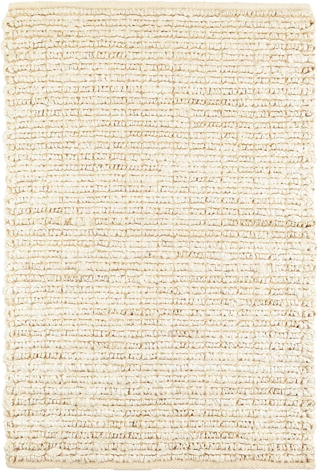 Dash & Albert Haverhill Natural Handwoven Cotton Rug, 7.5 X 9.5 Feet, Ivory Solid Pattern