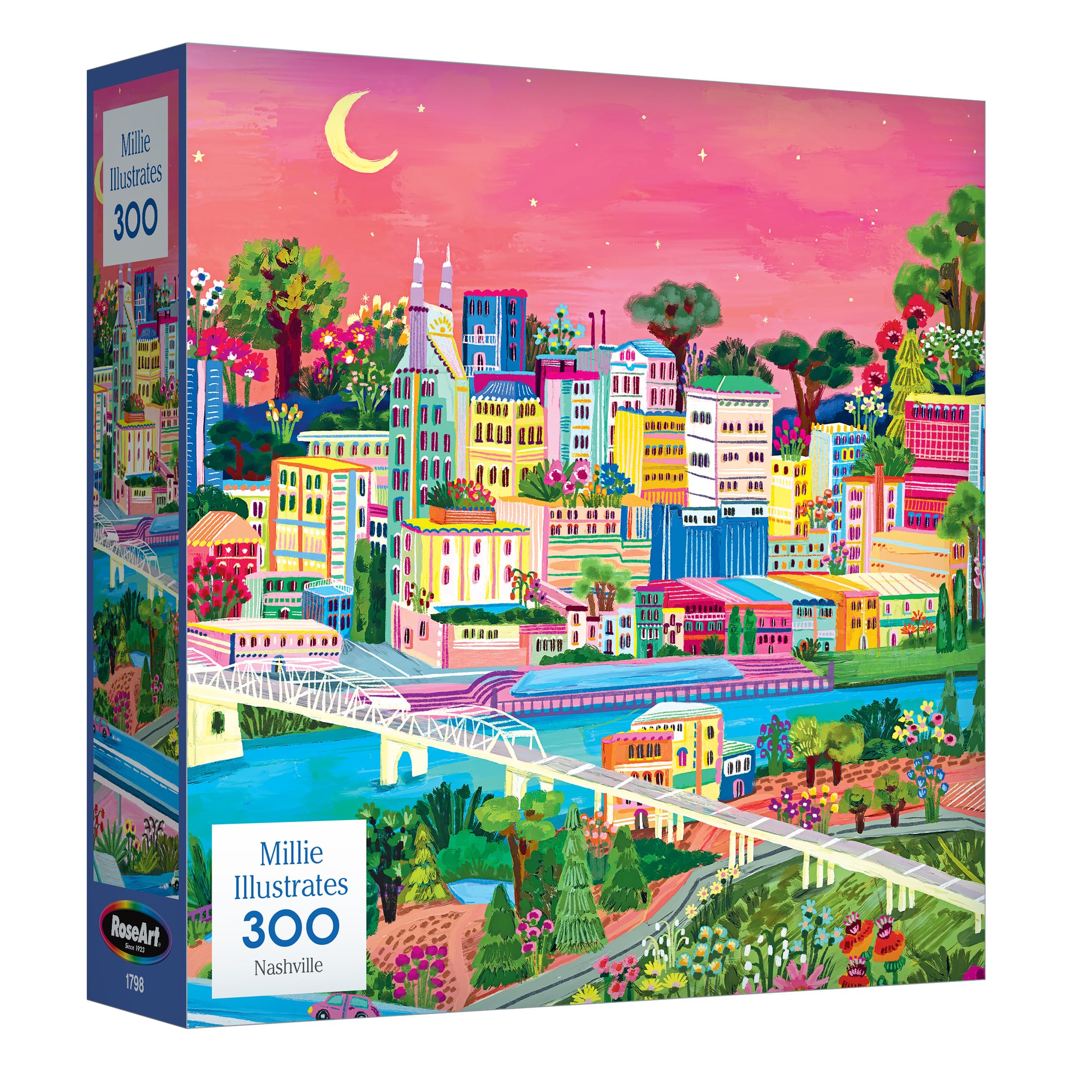 RoseArt - Millie Illustrates - Nashville - 300 Piece Jigsaw Puzzle – Vibrant Cityscape Artwork, Fun & Relaxing Puzzle for Adults