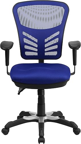 Miniatura 30 de Flash Furniture Nicholas Silla giratoria de oficina y juegos, ergonómica, de malla con soporte lumbar y altura ajustables, color negro Negro -,Malla