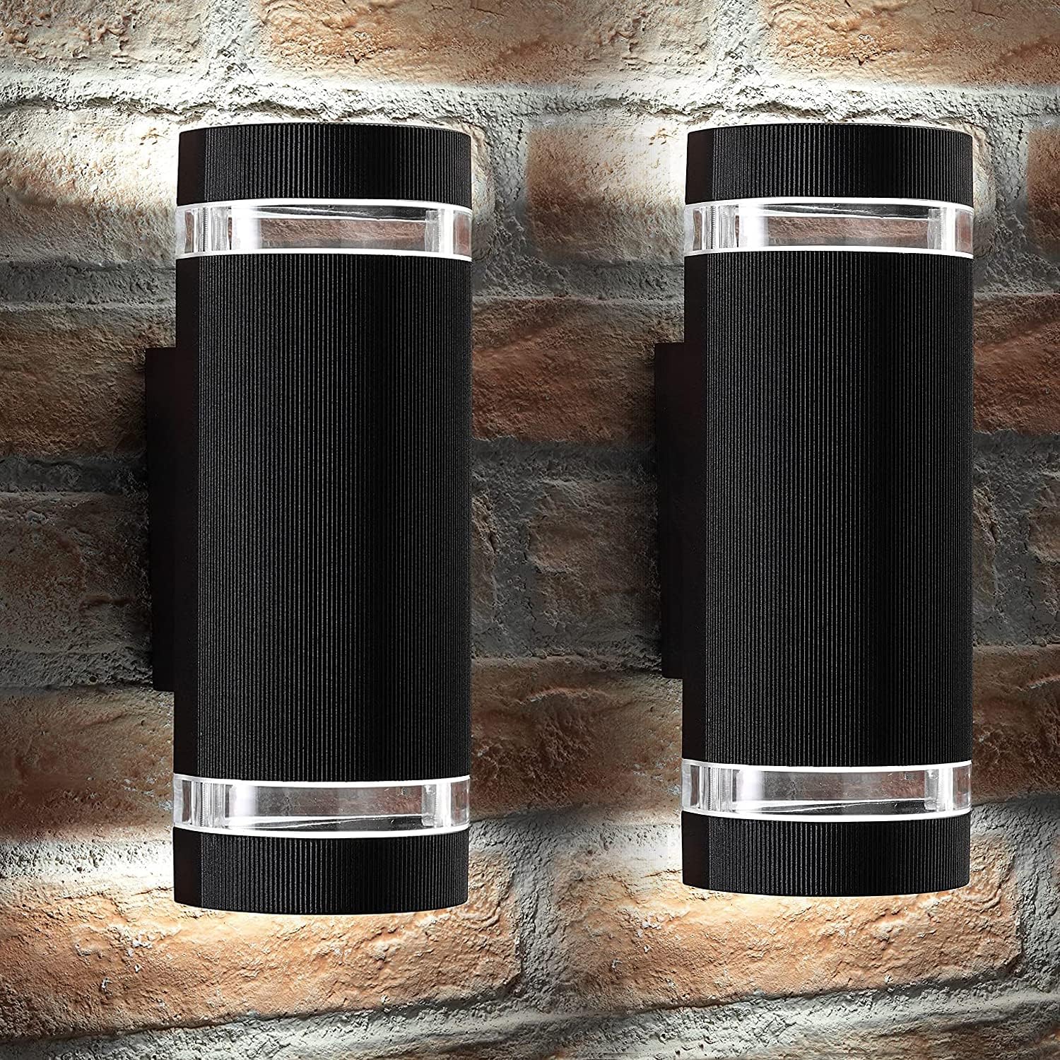 Dusk to Dawn Outdoor Lighting, Bling Exterior Wall Sconce - ETL Listed, Outdoor Light Fixtures Wall Mount Cylinder Design -White Up Down Outdoor Lights for House, Porch, Backyard (2 Pack)