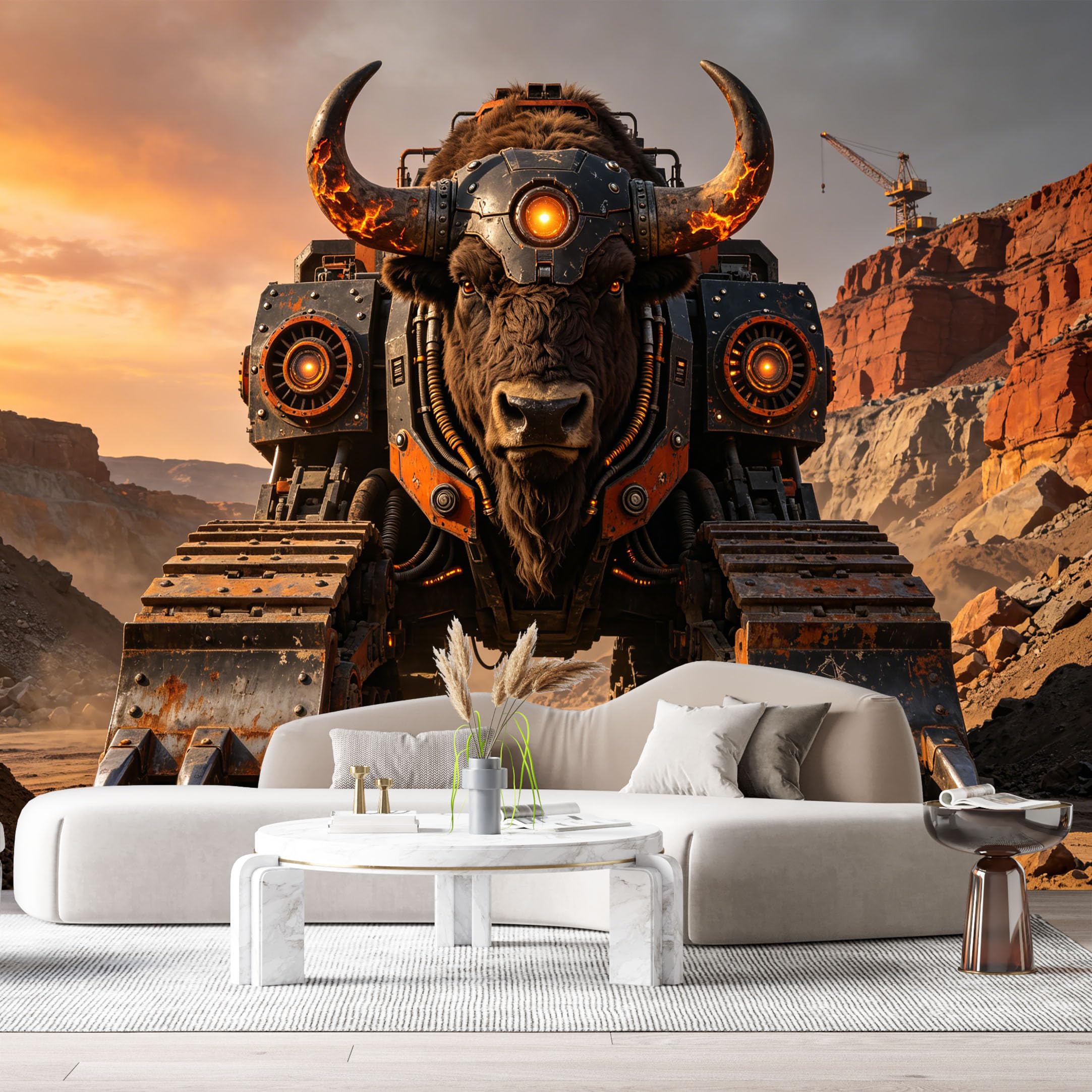Custom Size Wall Mural Mechanical Bull Mech Industrial Robot SciFi Armor Futuristic Machinery SelfAdhesive Art Prints Removable Large Wallpaper Esports Room Game Room Tenant Room Studio