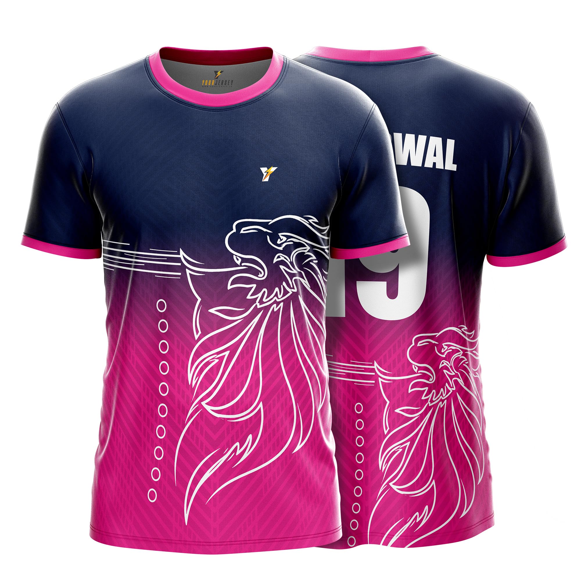 yourjersey IPL Rajasthan Cricket Jersey 2026 with Name & Number | Customized Rajasthan Fan Jersey for Men, Women & Kids | Personalized Cricket T Shirt | Pink | Sizes 2Y-4XL-picture-27