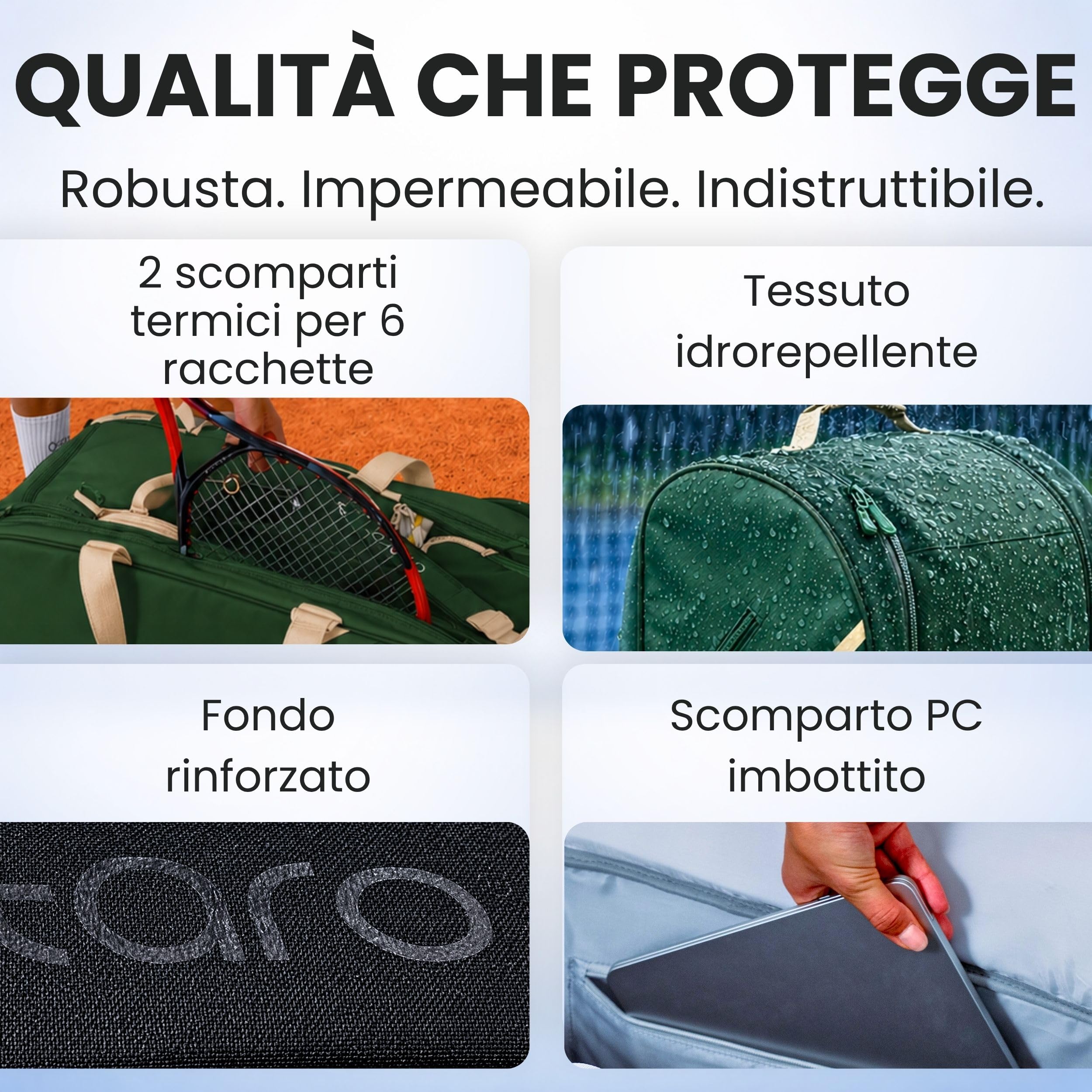 Otaro Borsa Tennis 100L | Per 6 Racchette | 2 Vani Termici, Porta Scarpe, Vano Laptop & Termico Bevande | Zaino Tennis con Sistema Trasporto 4 in 1 | Borsone Tennis per Allenamento e Torneo