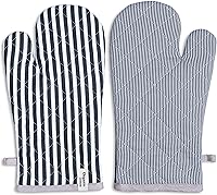Vista 6 de AMOUR INFINI Juego de 1 manoplas para ollas y guantes de horno a rayas resistentes al calor, antideslizantes, reutilizables, juego de 1 guante