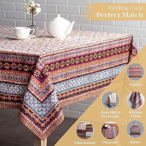 Miniatura 5 de Maison d' Hermine Mantel 100% algodón para mesas rectangulares de cocina, comedor, fiestas, bodas, Acción de GraciasNavidad (60 x 108 pulgadas),